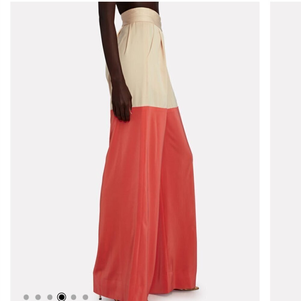 Intermix Kimberly Goldson Two-Tone Wide Leg Pants in Cream and Coral - size 2/4